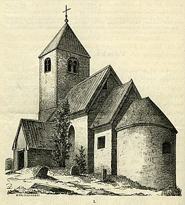 Kyrkan på xylografi från 1872.