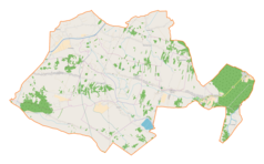 Mapa konturowa gminy Wadowice Górne, blisko centrum na prawo znajduje się punkt z opisem „Wadowice Górne”