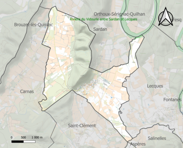 Carte de la ZNIEFF de type 1 sur la commune.