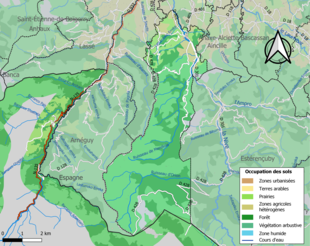 Carte en couleurs présentant l'occupation des sols.