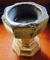 Baptismal font in the Church of St Mary the Virgin in 2015