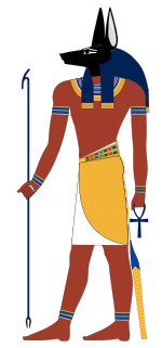 the Egyptian god Anubis (a modern rendition inspired by New Kingdom tomb paintings).