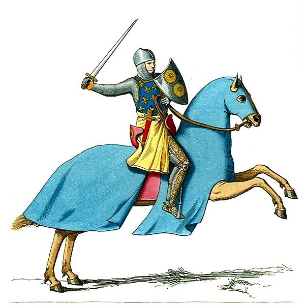 File:Armored Knight Mounted on Cloaked Horse.JPG