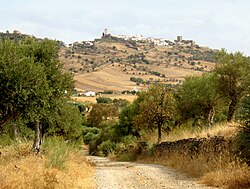 A view from the hilltop of Monte Xarez, showing the Castle of Monsaraz