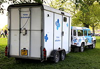 Blue Cross horse ambulance at Badminton 2015 Blue cross horse ambulance.JPG