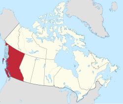 Carte du Canada avec la Colombie-Britannique mise en évidence en rouge