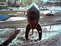 Die CCC Rakete vor dem Veranstaltungsort - Gut zu sehen vom Alexander Platz aus