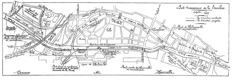 Les travaux de la Sambre. Plan fin des années 1920.