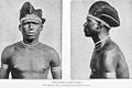 Hombre fang de Gabón con el pelo de textura afro de estilo asimétrico. (c. 1914)