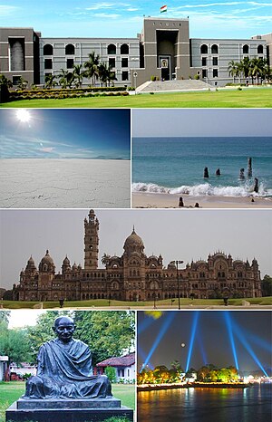 Gujarat Montage: Clockwise from top: High Cour...