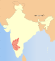 Map of India showing location of Karnataka