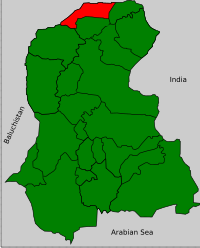 Map of Sindh with Jacobabad District highlighted