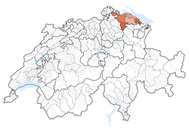 थुर्गाउचे स्वित्झर्लंड देशाच्या नकाशातील स्थान