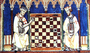 Knights Templar playing chess, Libro de los juegos
, 1283 KnightsTemplarPlayingChess1283.jpg