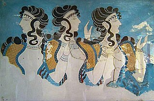 克诺索斯遗迹墙上的壁画里的女人