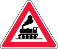 Level crossing ahead, without gates