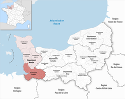 Avranches arrondissementinin Normandiya'daki konumu