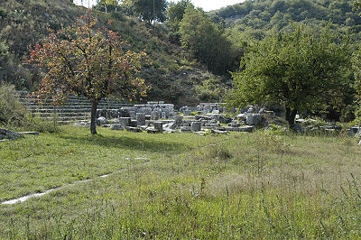 View SE toward the Temple of Despoina at Lycosoura.