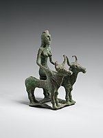 Woman riding two bulls (bronze), from Kausambi, c. 2000–1750 BCE