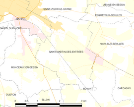 Mapa obce Saint-Martin-des-Entrées