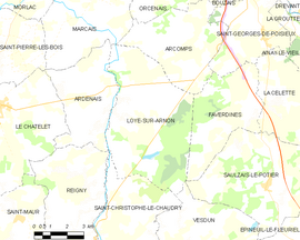 Mapa obce Loye-sur-Arnon