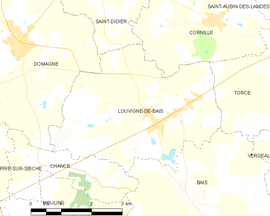 Mapa obce Louvigné-de-Bais