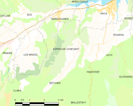 Mapa obce Espira-de-Conflent