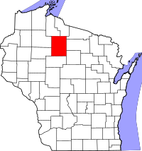 Locatie van Price County in Wisconsin