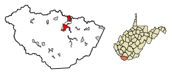 Location of Welch in McDowell County, West Virginia