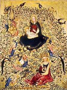 Virgen de la rosaleda,[3]​ hacia 1420-1435 Museo de Castelvecchio (Verona). Obra atribuida en ocasiones a Stefano da Verona y otras a Michelino da Besozzo