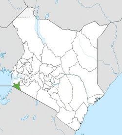 Location of Migori County (Green)