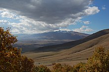 Photograph showing weather and distant mountains, Armenia (2008) Mount Aragats near Aparan.jpg