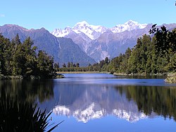 Mount Cook on Lake Matheson