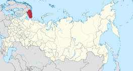 Die ligging van Moermansk-oblast in Rusland.