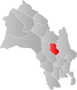 Mapa do condado de Buskerud com Krødsherad em destaque.