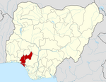 Карта Нигерии с выделением штата Ондо