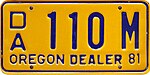 Номерной знак дилера штата Орегон 1981.jpg