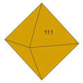 1. Oktaedrischer Kristall mit dem Oktaeder {111} als einziger Flächenform