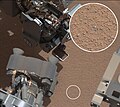 Curiosity finds a "bright object" in the sand at "Rocknest" (October 7, 2012)[2]​ (close-up).
