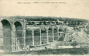 Le viaduc ferroviaire de Poix, détruit au début de la Première Guerre mondiale.