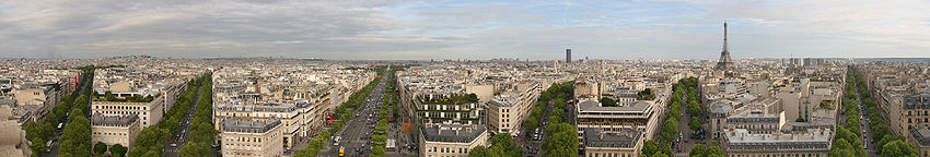 Panorama Paříže z Vítězného oblouku