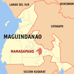 Map of Maguindanao del Sur with Mamasapano highlighted