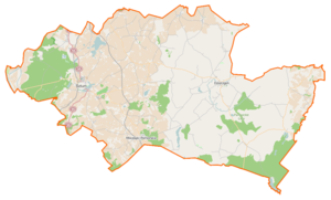 Mapa konturowa powiatu sztumskiego, blisko lewej krawiędzi nieco u góry znajduje się punkt z opisem „Pieckel”