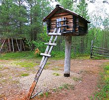 A traditional Sami food storage structure Sami storehouse.jpg
