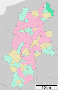 Vị trí làng Sakae trên bản đồ tỉnh Nagano