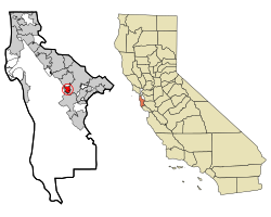 Расположение в округе Сан-Матео и штате Калифорния