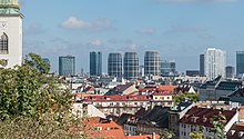 High-rise buildings in Bratislava's business districts Sky Park Bratislava from Bratislava Castle.jpg