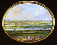 La vue depuis le premier étage du château, 1777.