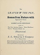 Facsimilé. Stevenson décrit comme "Author of New Arabian Nights, Moral Emblems, Not I, Treasure Island"