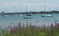 Traverse City, as seen from the West Arm of Grand Traverse Bay